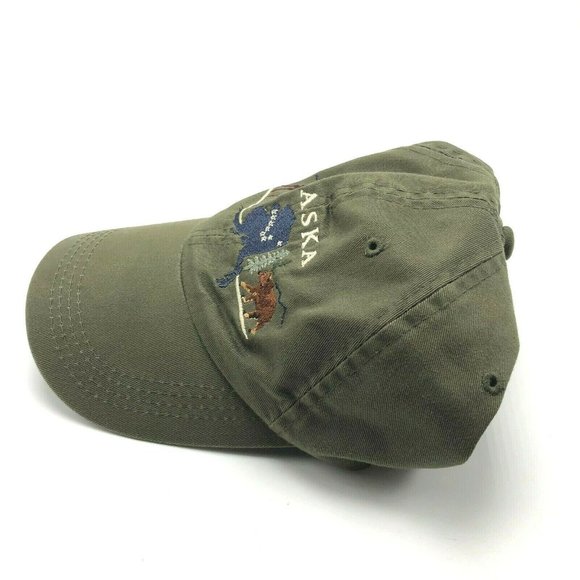 Alaska Elk Coyote Hunting Hat Cap Fitted Medium Olive Green Front Embroidery - Picture 3 of 9